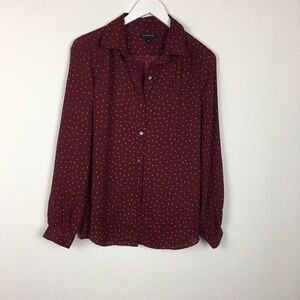 **Lands End Dot Long Sleeve Blouse Size 12